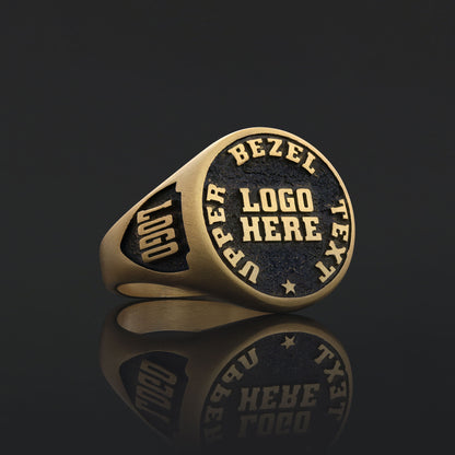 Custom Crest Ring – Personalized Logo Signet Ring, Custom Engraved Heritage Ring