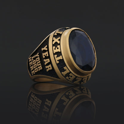 Custom University Class Ring – Personalized Name & Year Stone Signet Ring
