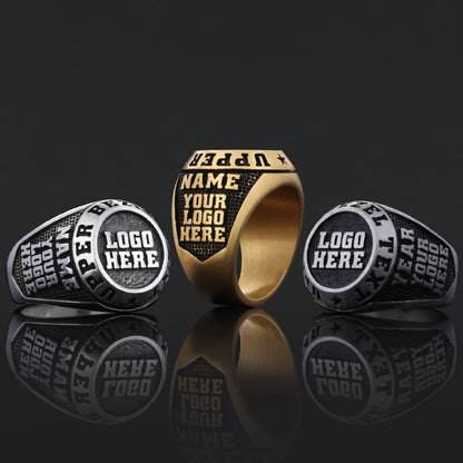 Custom Gold Ring for Men, Engraved Stone Signet Ring, Unique Personalized Gift