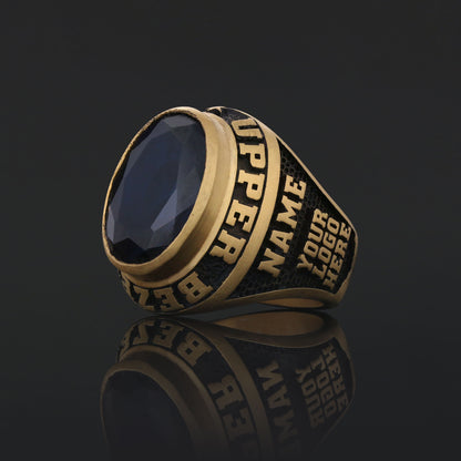 Custom University Class Ring – Personalized Name & Year Stone Signet Ring