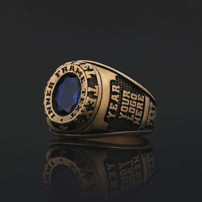 Custom Crest Ring – Personalized Engraved Signet Ring with Stone
