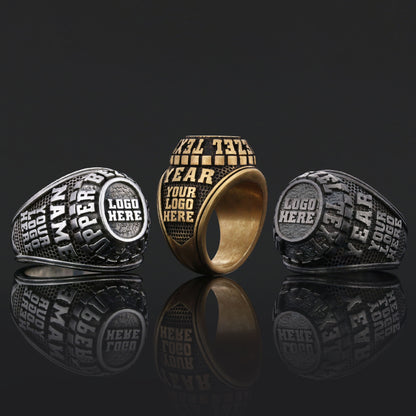 Luxury Personalized Gold Ring for Men, Custom Blue Stone Signet, Meaningful Gift