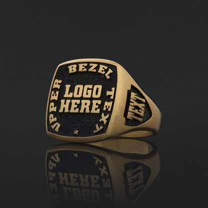 Custom Crest Signet Ring – Personalized Logo Ring, Engraved Statement Ring, Custom Heritage Ring