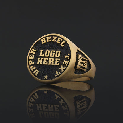 Custom Crest Ring – Personalized Logo Signet Ring, Custom Engraved Heritage Ring