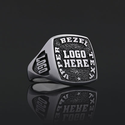 Custom Crest Signet Ring – Personalized Logo Ring, Engraved Statement Ring, Custom Heritage Ring