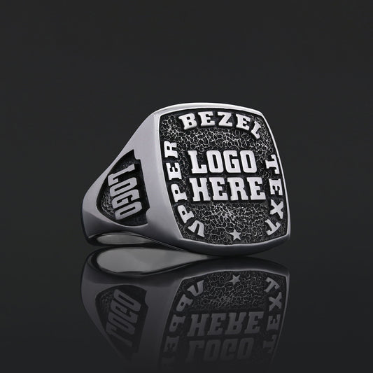 Custom Crest Signet Ring – Personalized Logo Ring, Engraved Statement Ring, Custom Heritage Ring