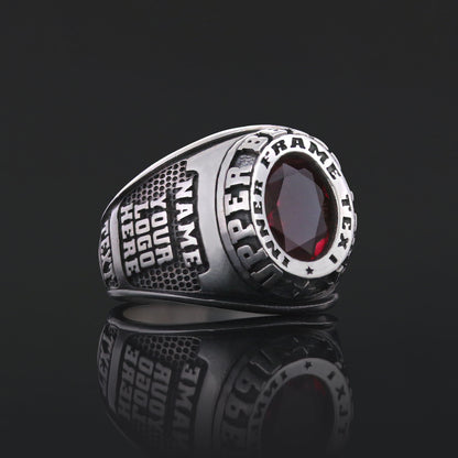 Custom Crest Ring – Personalized Engraved Signet Ring with Stone