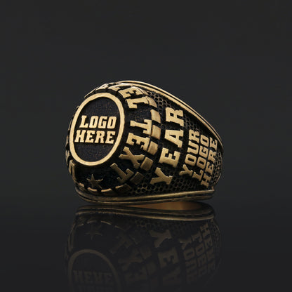 Luxury Personalized Gold Ring for Men, Custom Blue Stone Signet, Meaningful Gift