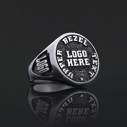 Custom Crest Ring – Personalized Logo Signet Ring, Custom Engraved Heritage Ring