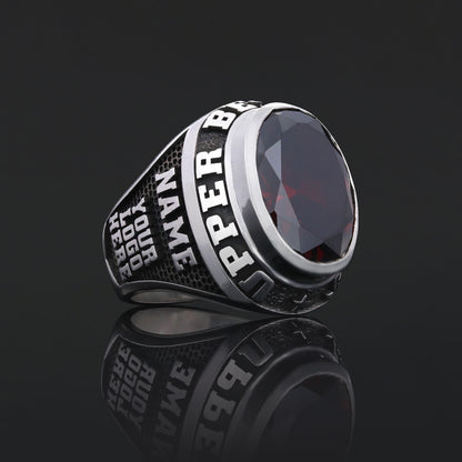 Custom University Class Ring – Personalized Name & Year Stone Signet Ring