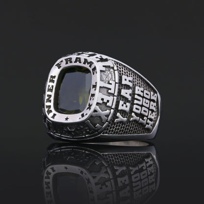 Custom Signet Ring with Stone Personalized Engraved Statement Ring for Men