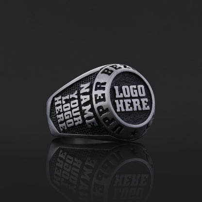 Custom Gold Ring for Men, Engraved Stone Signet Ring, Unique Personalized Gift