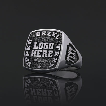 Custom Crest Signet Ring – Personalized Logo Ring, Engraved Statement Ring, Custom Heritage Ring