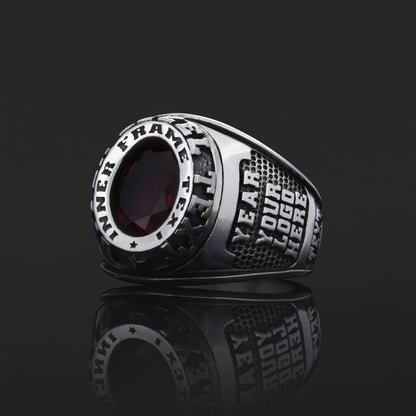 Custom Crest Ring – Personalized Engraved Signet Ring with Stone
