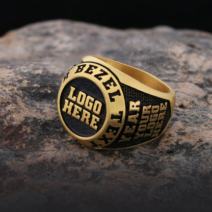 Custom Gold Ring for Men, Engraved Stone Signet Ring, Unique Personalized Gift