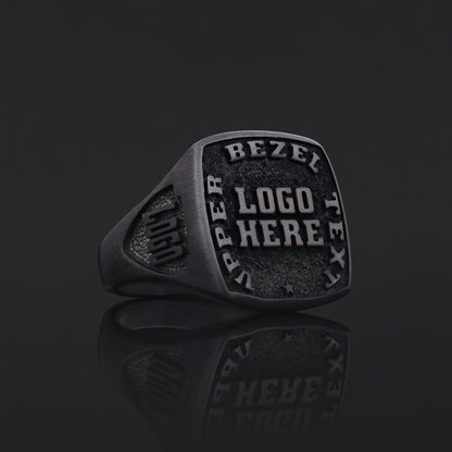 Custom Crest Signet Ring – Personalized Logo Ring, Engraved Statement Ring, Custom Heritage Ring