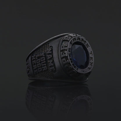 Custom Crest Ring – Personalized Engraved Signet Ring with Stone