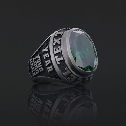 Custom University Class Ring – Personalized Name & Year Stone Signet Ring
