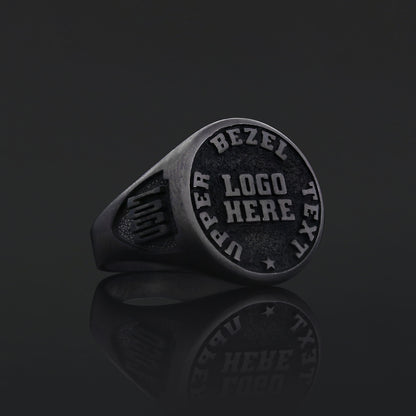 Custom Crest Ring – Personalized Logo Signet Ring, Custom Engraved Heritage Ring