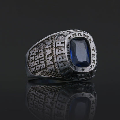 Custom Signet Ring with Stone Personalized Engraved Statement Ring for Men