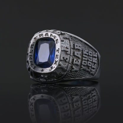 Custom Signet Ring with Stone Personalized Engraved Statement Ring for Men