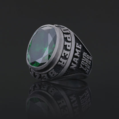 Custom University Class Ring – Personalized Name & Year Stone Signet Ring