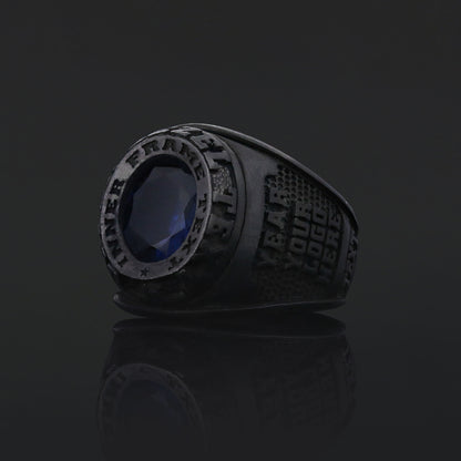 Custom Crest Ring – Personalized Engraved Signet Ring with Stone