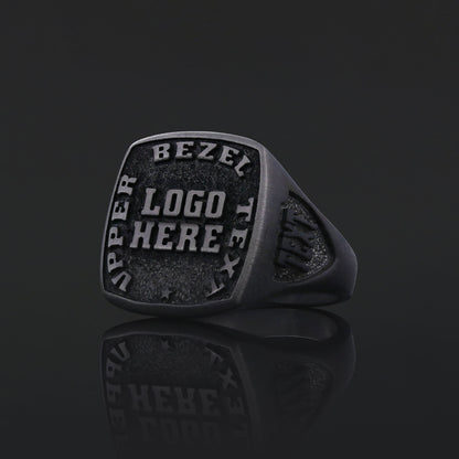 Custom Crest Signet Ring – Personalized Logo Ring, Engraved Statement Ring, Custom Heritage Ring