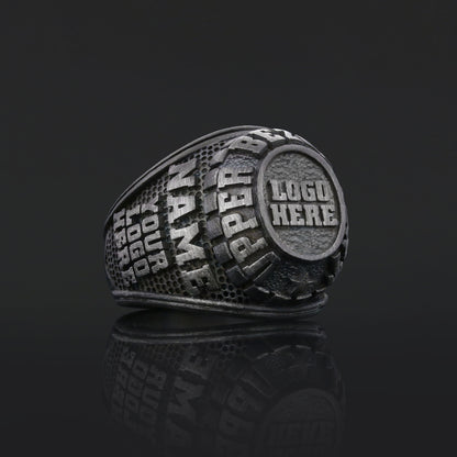 Luxury Personalized Gold Ring for Men, Custom Blue Stone Signet, Meaningful Gift