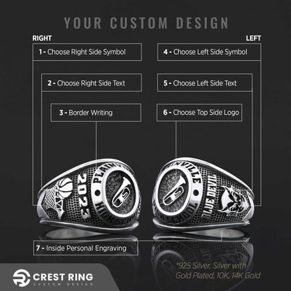 Plainville High School Ring, University Graduation Ring, Class Ring, College Class Ring