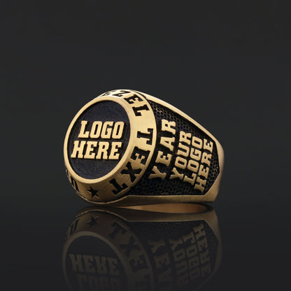 Custom Gold Ring for Men, Engraved Stone Signet Ring, Unique Personalized Gift