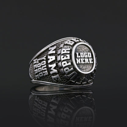 Luxury Personalized Gold Ring for Men, Custom Blue Stone Signet, Meaningful Gift