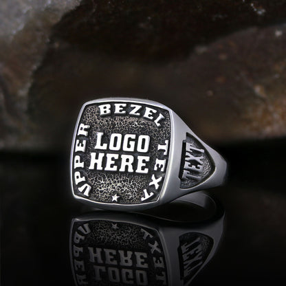 Custom Crest Signet Ring – Personalized Logo Ring, Engraved Statement Ring, Custom Heritage Ring