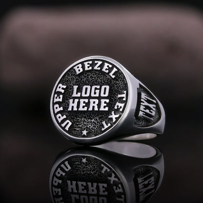 Custom Crest Ring – Personalized Logo Signet Ring, Custom Engraved Heritage Ring