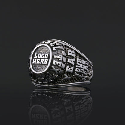 Luxury Personalized Gold Ring for Men, Custom Blue Stone Signet, Meaningful Gift