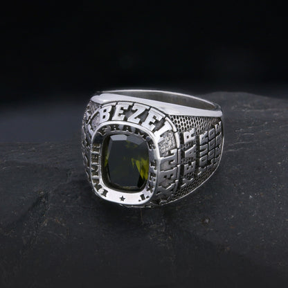 Custom Signet Ring with Stone Personalized Engraved Statement Ring for Men