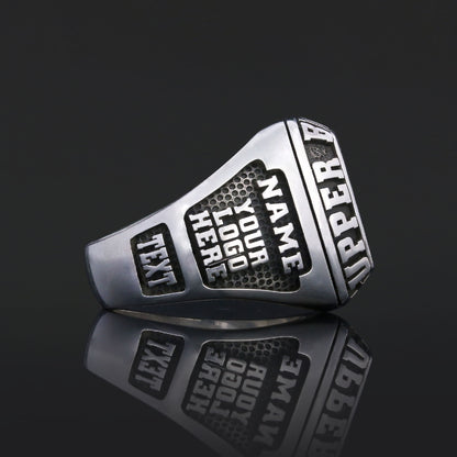 Personalized Gold Ring for Men, Custom Engraved Blue Stone Signet Ring, Unique Gift for Him