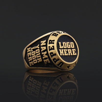 Custom Gold Ring for Men, Engraved Stone Signet Ring, Unique Personalized Gift