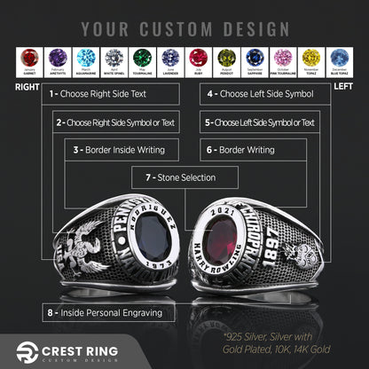 Pennsylvania Nation Guard University Ring, Customized High School Ring, Class Ring, Graduation Collage Ring