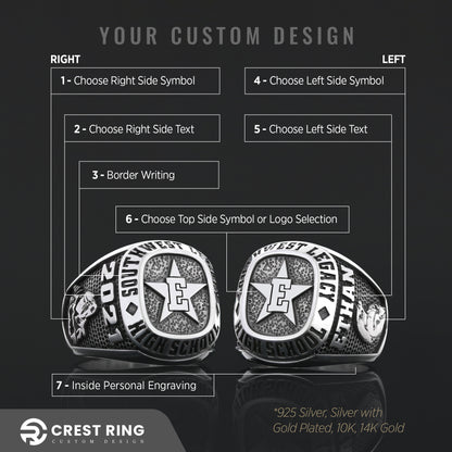 Custom High School Graduation Ring, Handmade University Ring, Class Ring, College Class Ring