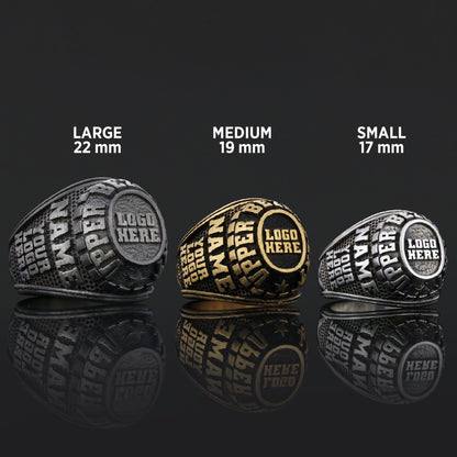 Luxury Personalized Gold Ring for Men, Custom Blue Stone Signet, Meaningful Gift