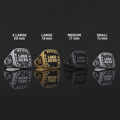 Custom Crest Signet Ring – Personalized Logo Ring, Engraved Statement Ring, Custom Heritage Ring