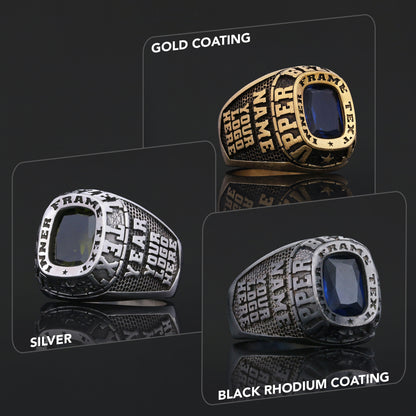 Custom Signet Ring with Stone Personalized Engraved Statement Ring for Men