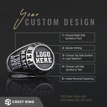 Custom Gold Ring for Men, Engraved Stone Signet Ring, Unique Personalized Gift