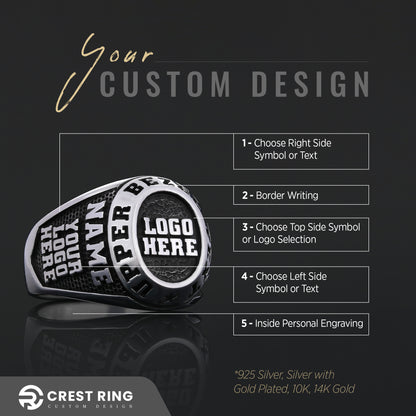 Custom Logo Signet Ring – Personalized Engraved Statement Ring, Custom Crest Ring, Unique Personalized Jewelry