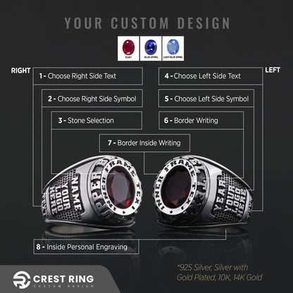 Custom Crest Ring – Personalized Engraved Signet Ring with Stone