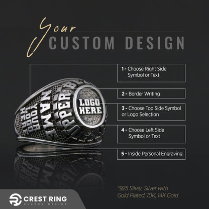 Luxury Personalized Gold Ring for Men, Custom Blue Stone Signet, Meaningful Gift