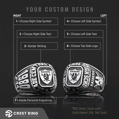Hammund High School Ring, University Graduation Ring, Class Ring, College Class Ring