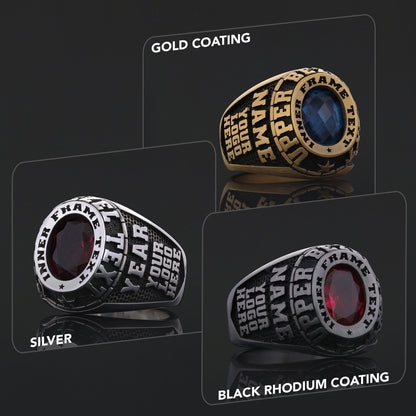 Graduation College Ring, Personalized University Ring, Customized Class Ring, University Ring