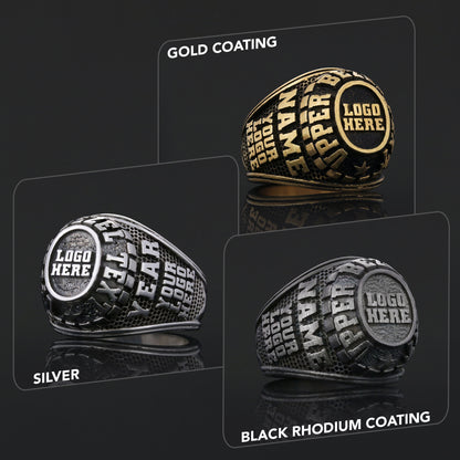 Luxury Personalized Gold Ring for Men, Custom Blue Stone Signet, Meaningful Gift